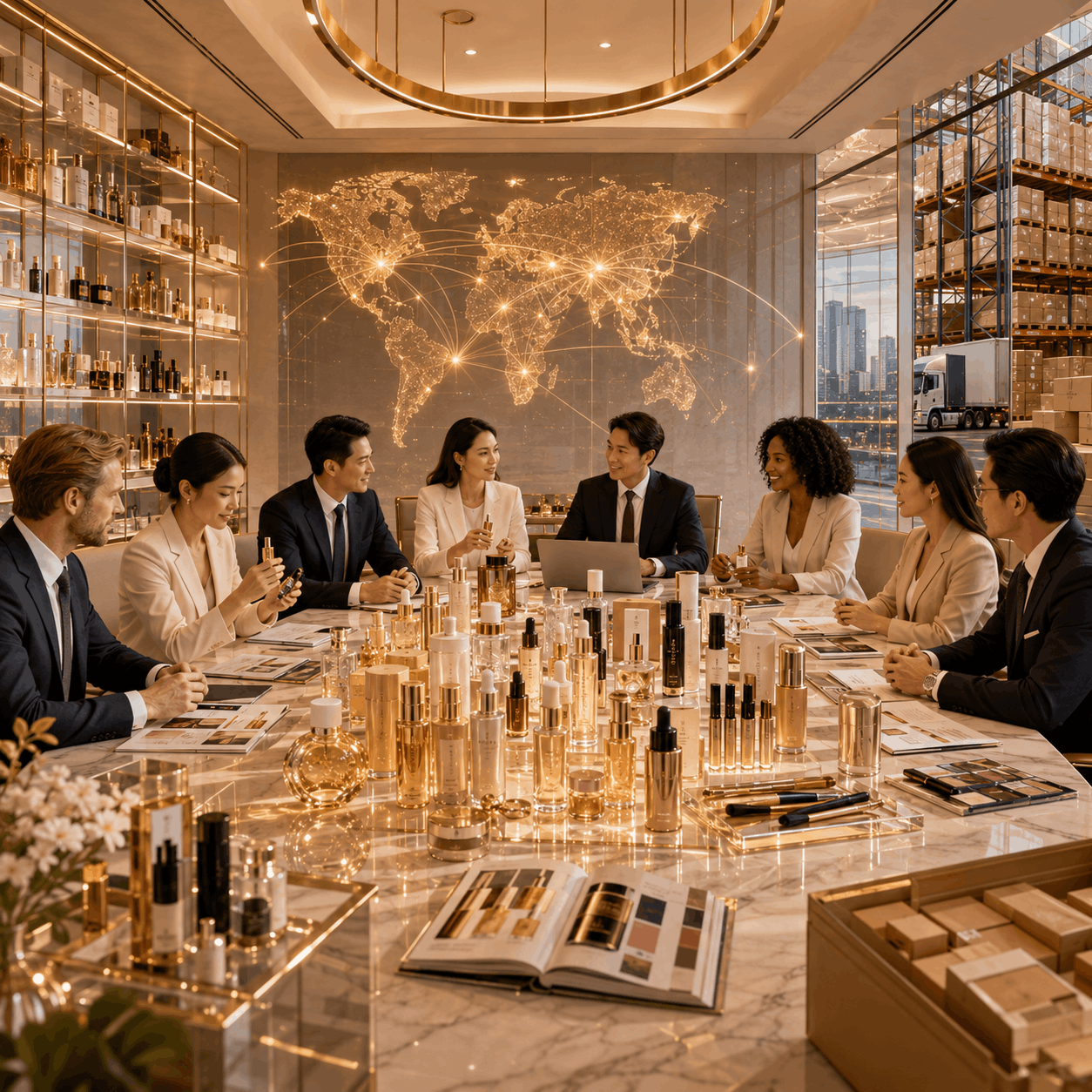 Professional beauty business partnership meeting showcasing premium beauty products, trusted suppliers, distributors, and global beauty collaboration by AMWON Beauty