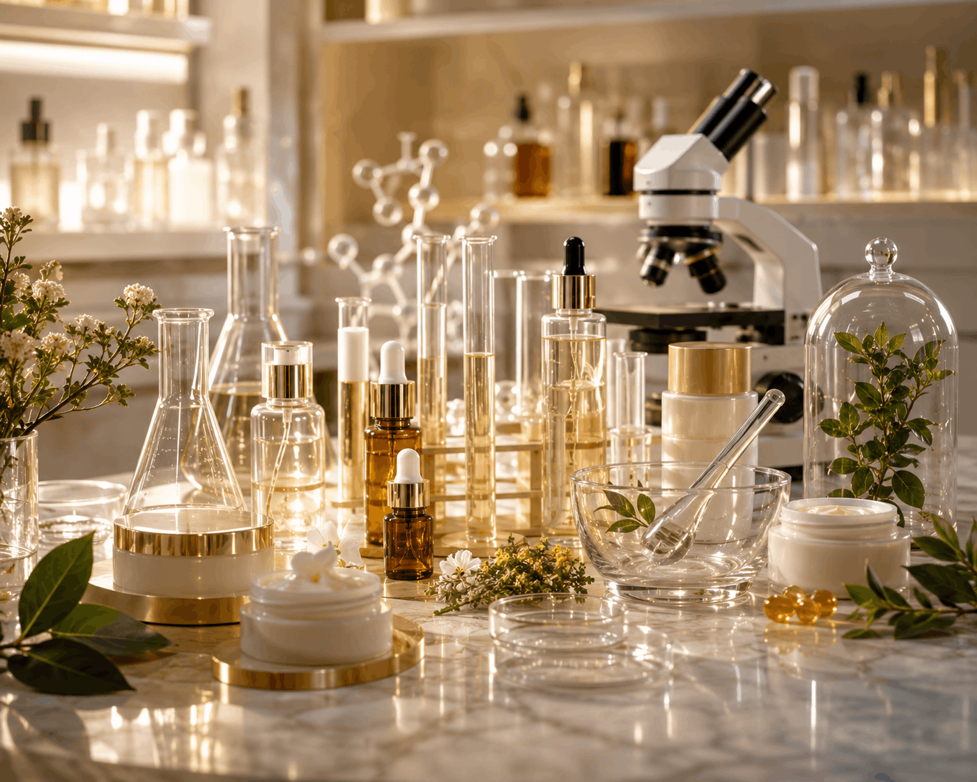 Luxury beauty laboratory with premium skincare products showcasing trusted quality standards and advanced beauty care by AMWON Beauty